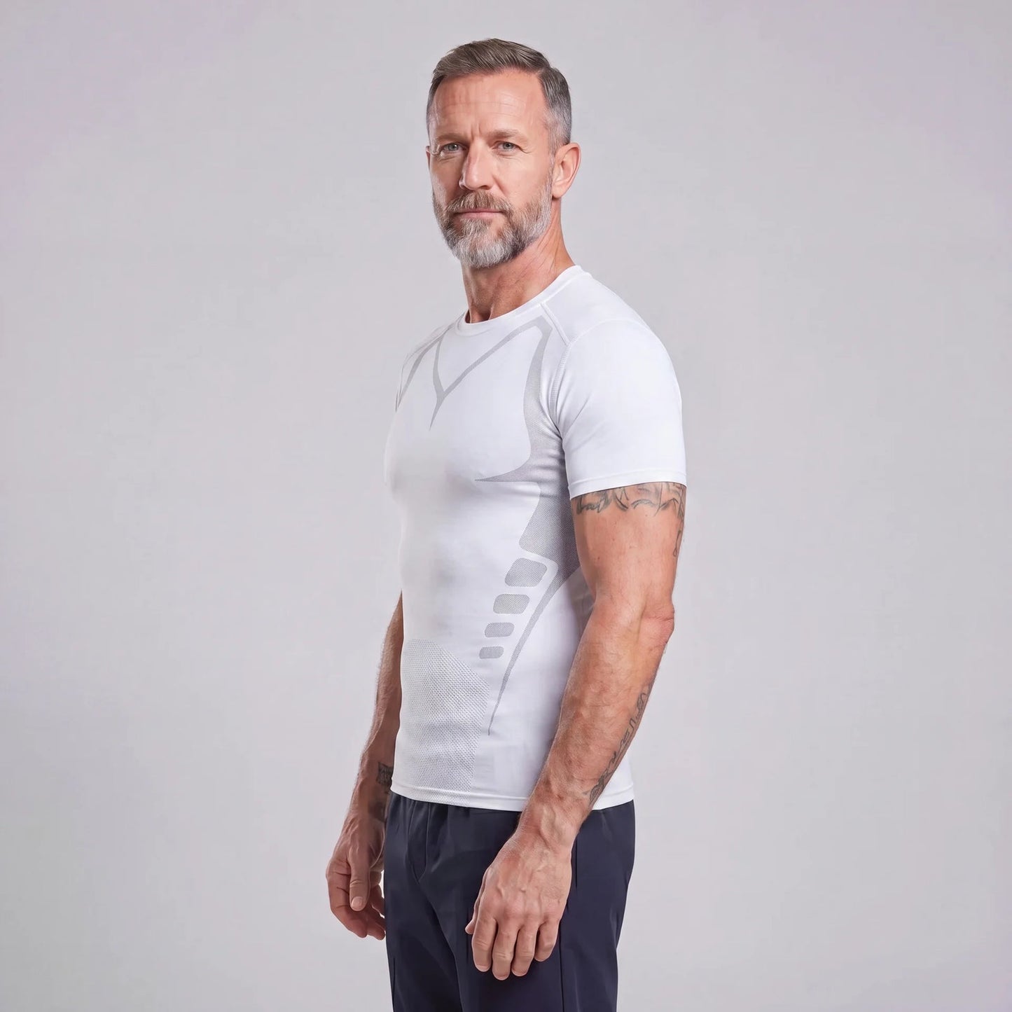 HaltPower T compressie-T-shirt in wit, zijaanzicht