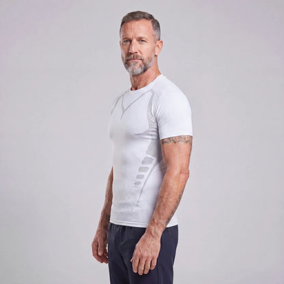 HaltPower T compressie-T-shirt in wit, zijaanzicht
